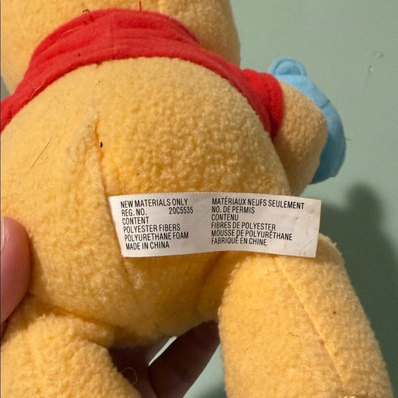 Winnie the Pooh Baby Bear Plush Disney, Fisher Price 10" 2004 Blanket Rattle Toy - Picture 4 of 5